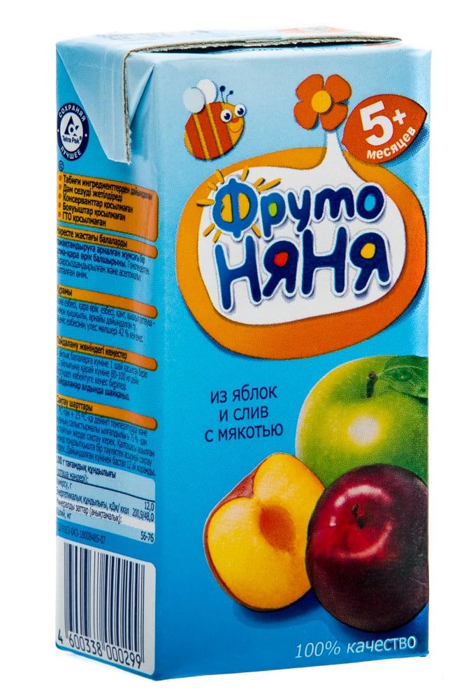 Фруто FOR KIDS Fruto Nyanya juice children`s apple plum with pulp 5m+ 0.2l